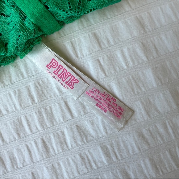 NWOT PINK Victoria's Secret Lace Longline Bralette in Kelly Green, L - Picture 11 of 14